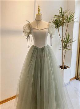 Picture of Light Green Tulle Long Evening Dresses, Green Formal Dresses Party Dresses